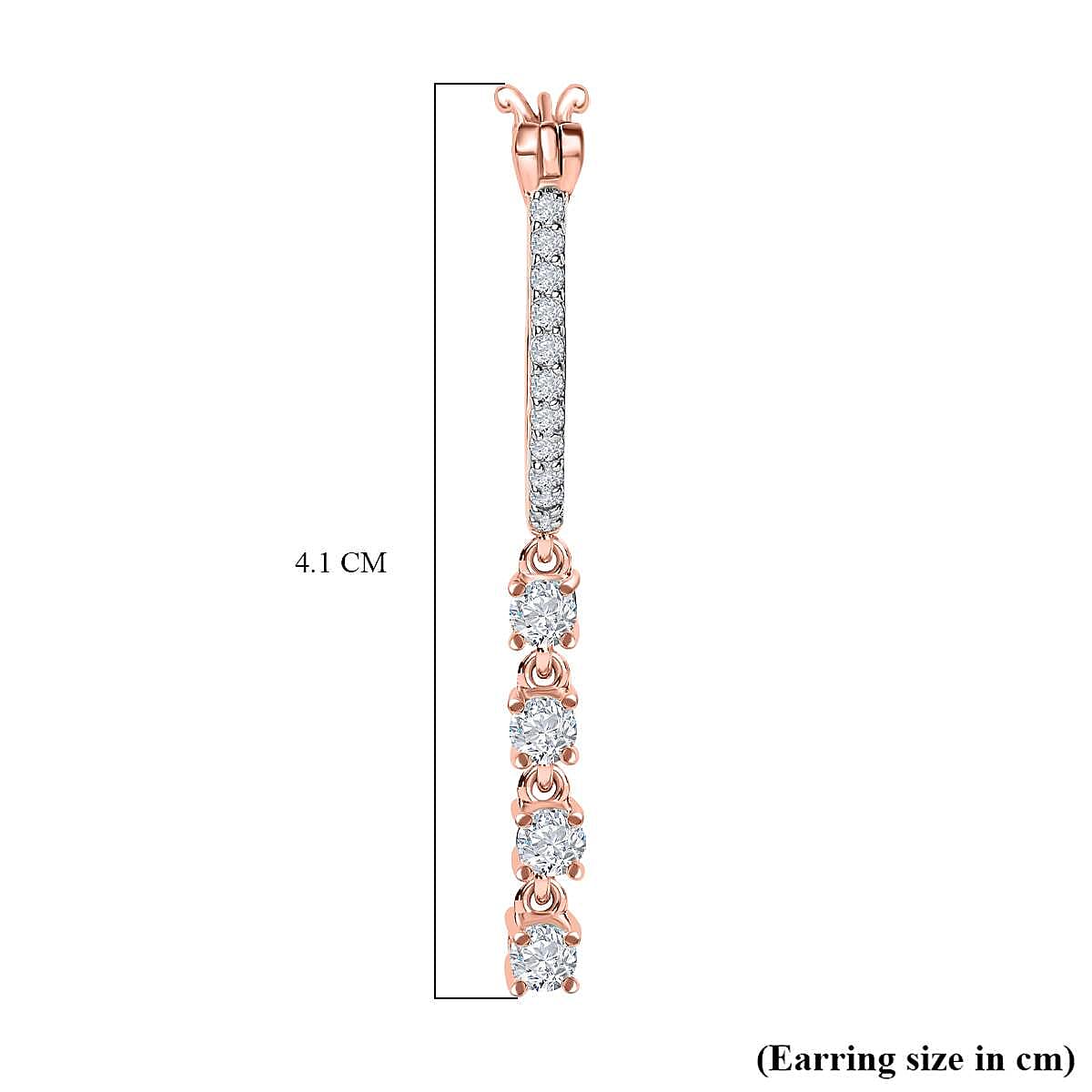 Moissanite J Hoop Half Hoop Earring in 18K Vermeil Rose Gold Plated Sterling Silver 7591553 4