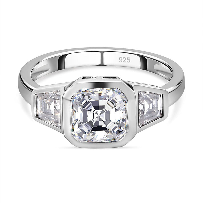Moissanite Ring in Platinum Overlay Sterling Silver 2.38 Ct. 7579903 1
