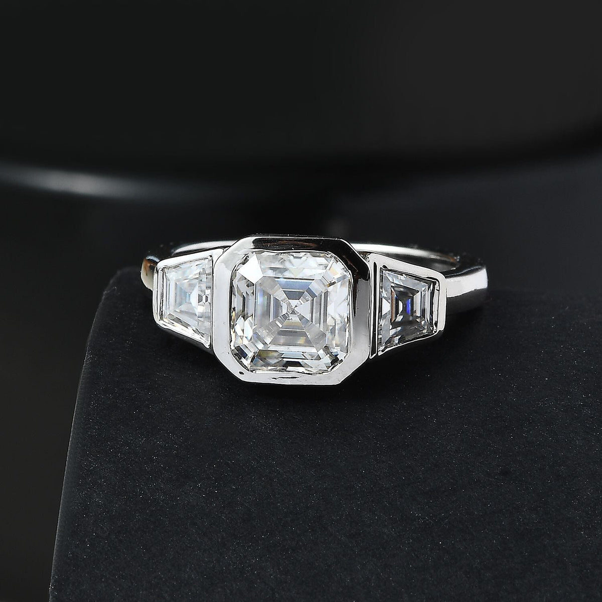 Moissanite Ring in Platinum Overlay Sterling Silver 2.38 Ct. V32584556 2