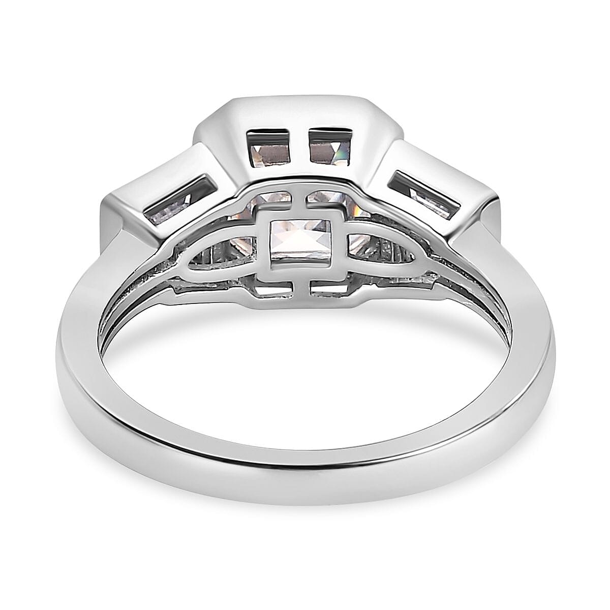 Moissanite Ring in Platinum Overlay Sterling Silver 2.38 Ct. V32584556 5