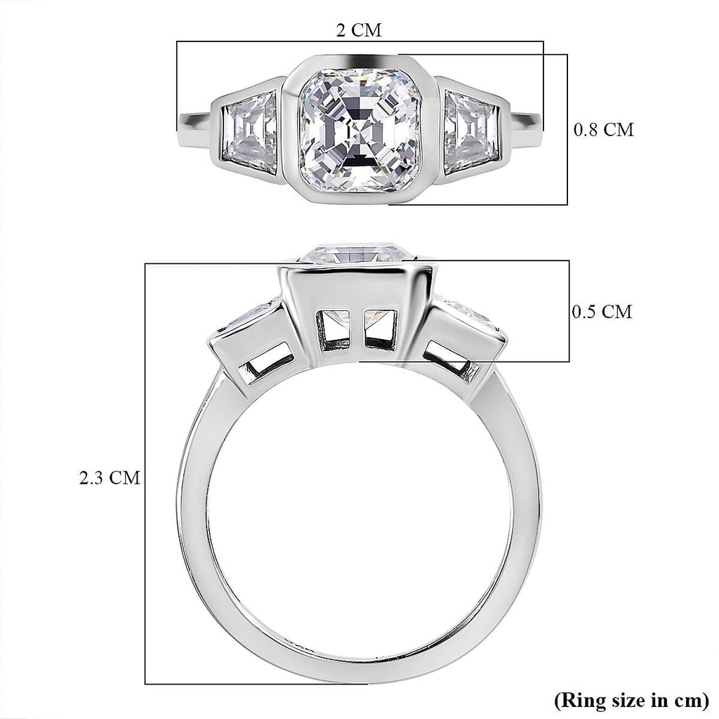D'Joy Moissanite Ring in Platinum Overlay Sterling Silver 2.38 Ct.