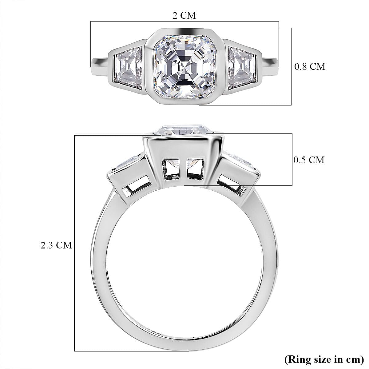 Moissanite Ring in Platinum Overlay Sterling Silver 2.38 Ct. V32584556 6