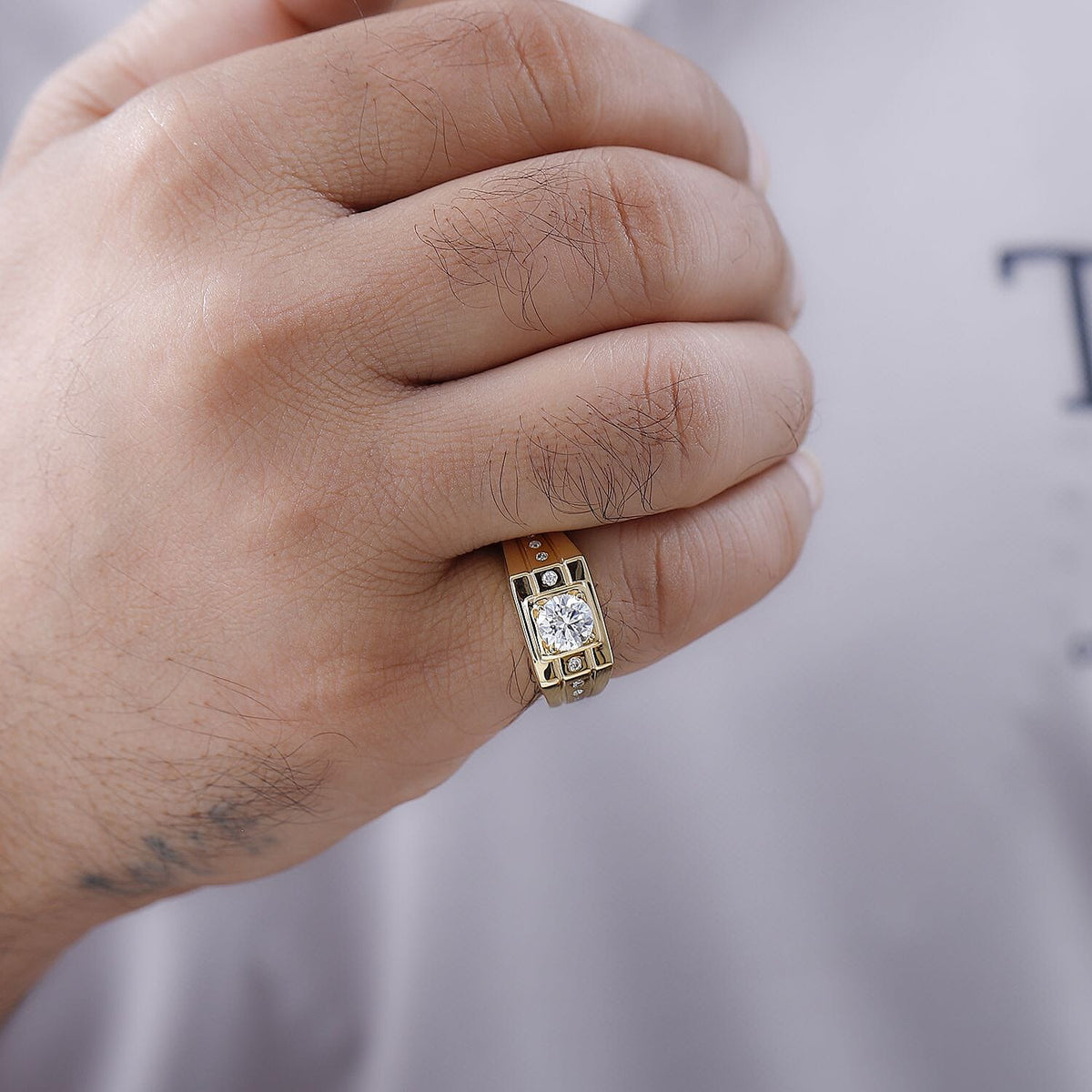 Moissanite  Mens Ring in 18K Vermeil YG Plated Sterling Silver 7511255 2