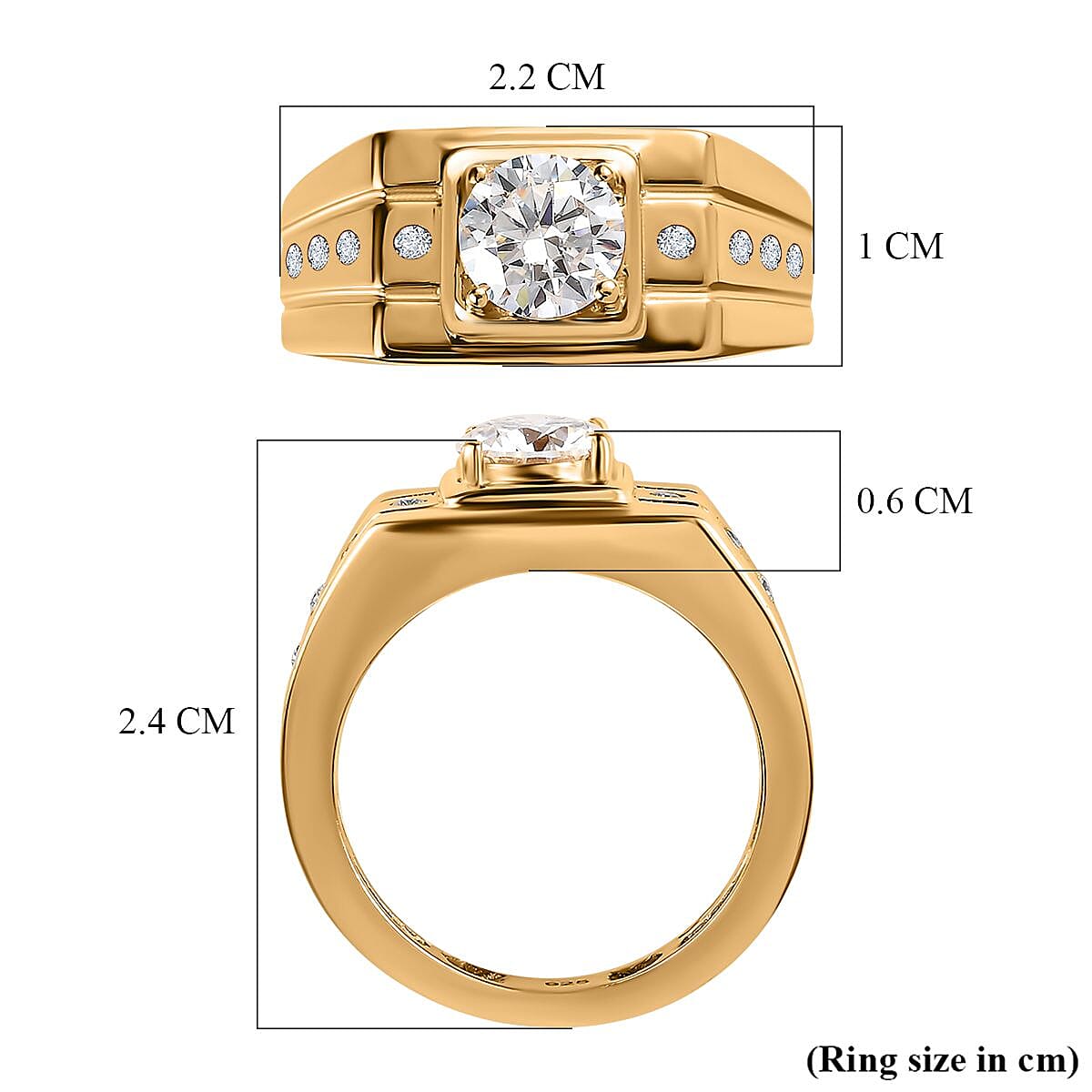 Moissanite  Mens Ring in 18K Vermeil YG Plated Sterling Silver 7511255 5
