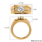 Moissanite Mens Ring in 18K Vermeil Yellow Gold Plated Sterling Silver 1.04 Ct, Silver Wt. 6.40 Gms
