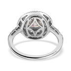Designer Inspired - Moissanite & Pink Sapphire Halo Ring in Platinum Overlay Sterling Silver 2.74 Ct.