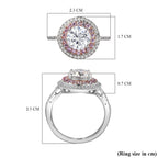 Designer Inspired - Moissanite & Pink Sapphire Halo Ring in Platinum Overlay Sterling Silver 2.74 Ct.