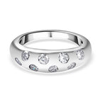 Moissanite Classic Nomad Ring in Platinum Overlay Sterling Silver