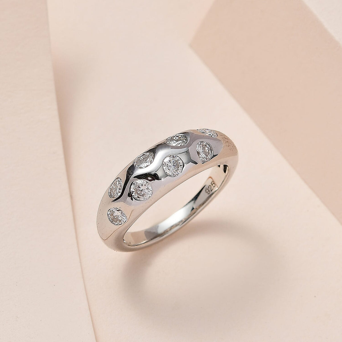 Moissanite Ring in Platinum Overlay Sterling Silver 0.88 ct  0.808  Ct. 7615828 1