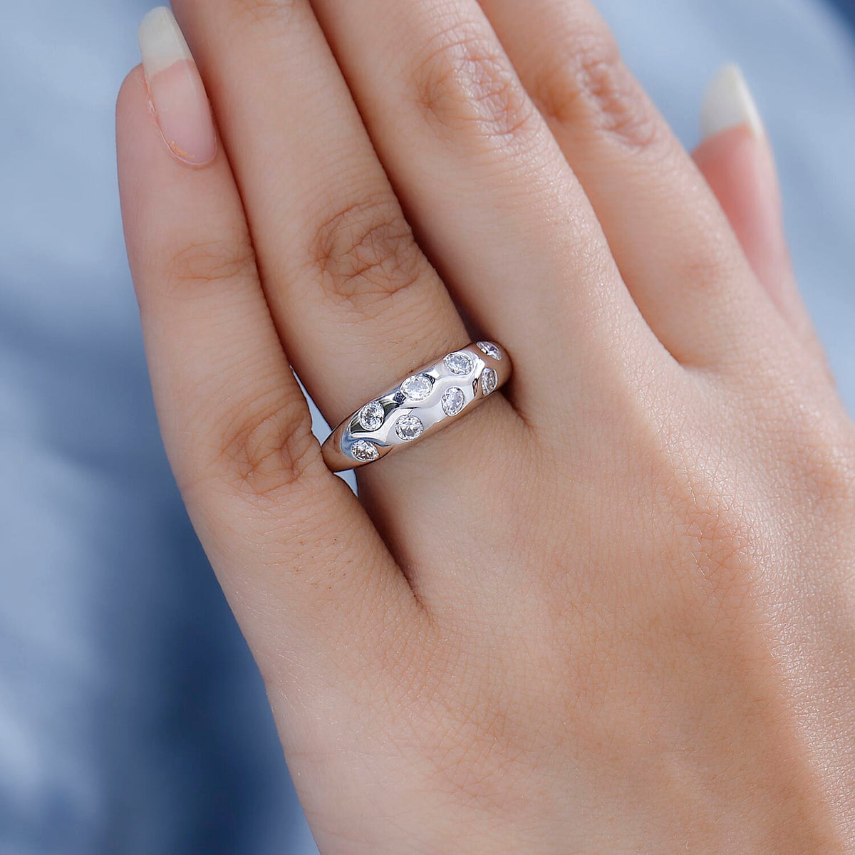 Moissanite Ring in Platinum Overlay Sterling Silver 0.88 ct  0.808  Ct. 7615828 2