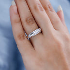 Moissanite Classic Nomad Ring in Platinum Overlay Sterling Silver