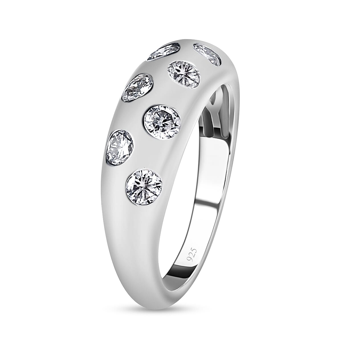 Moissanite Ring in Platinum Overlay Sterling Silver 0.88 ct  0.808  Ct. 7615828 3