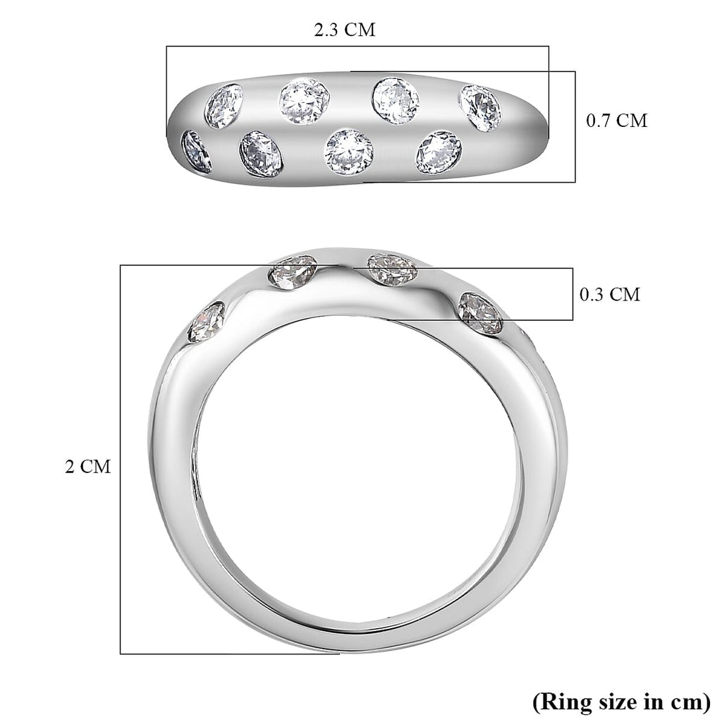 Moissanite Classic Nomad Ring in Platinum Overlay Sterling Silver
