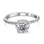 Moissanite Ring in Platinum Overlay Sterling Silver 1.25 Ct