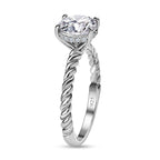 Moissanite Ring in Platinum Overlay Sterling Silver 1.25 Ct
