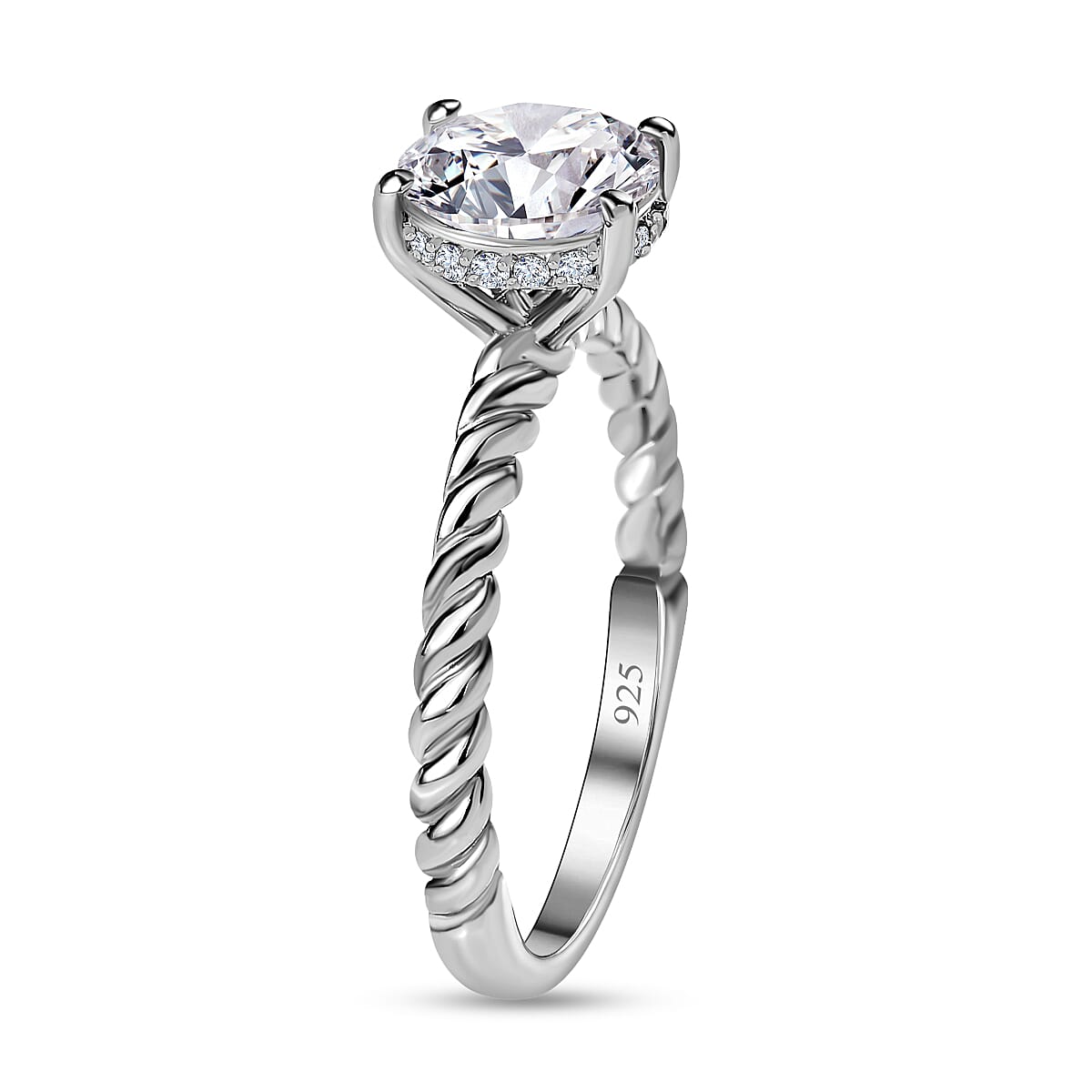 Moissanite Solitaire Ring in Platinum Overlay Sterling Silver 1.30 ct  1.224  Ct. 7635336 3