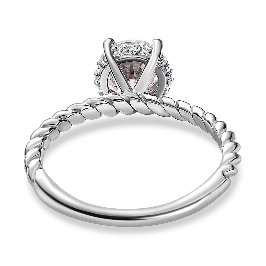 Moissanite Ring in Platinum Overlay Sterling Silver 1.25 Ct