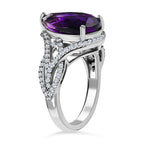 Moroccan Amethyst and Natural Zircon Ring in Platinum Overlay Sterling Silver 6.01 Ct