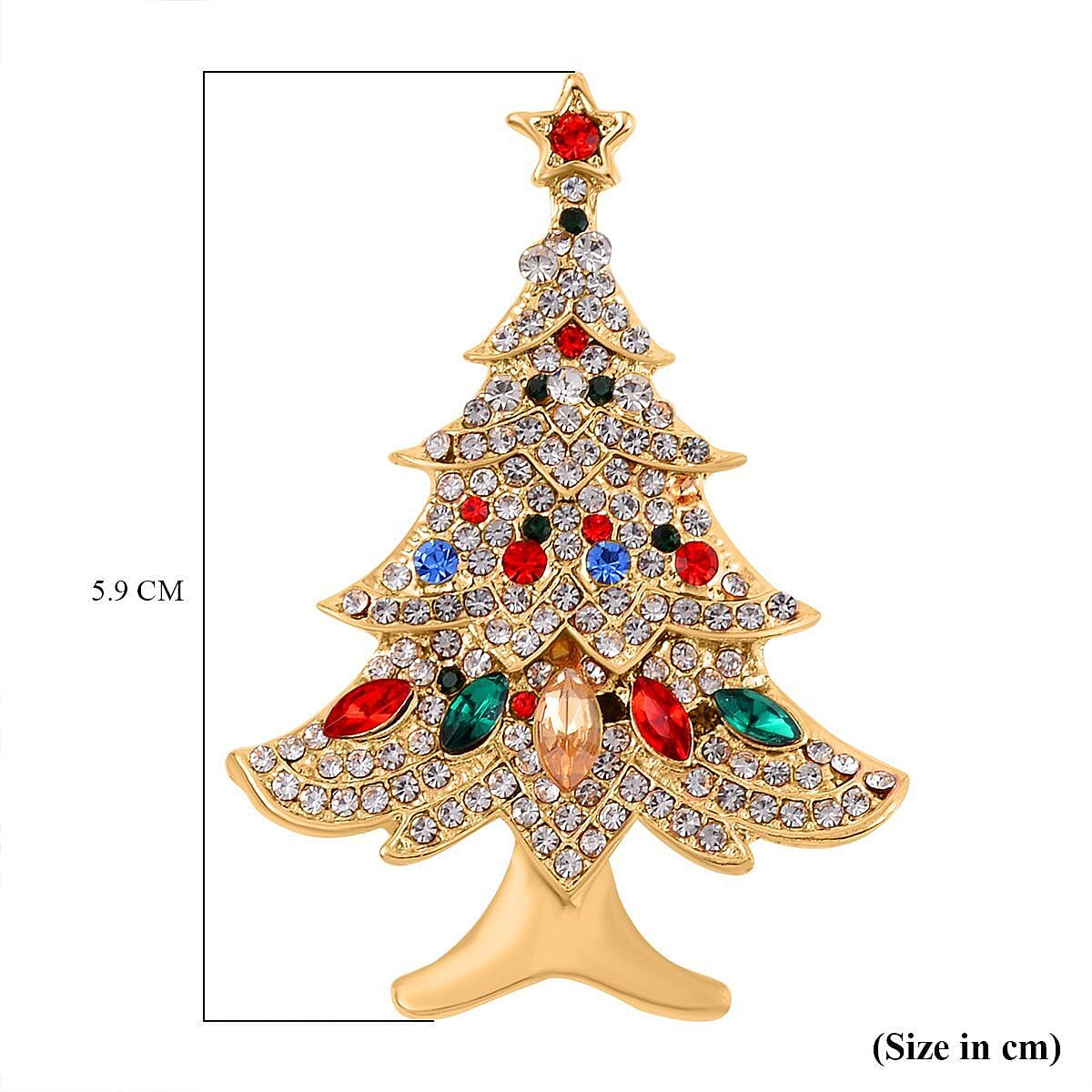 Multi Colour Austrian Crystal Enamelled Christmas Tree Brooch in Yellow Gold Tone 7611306 4