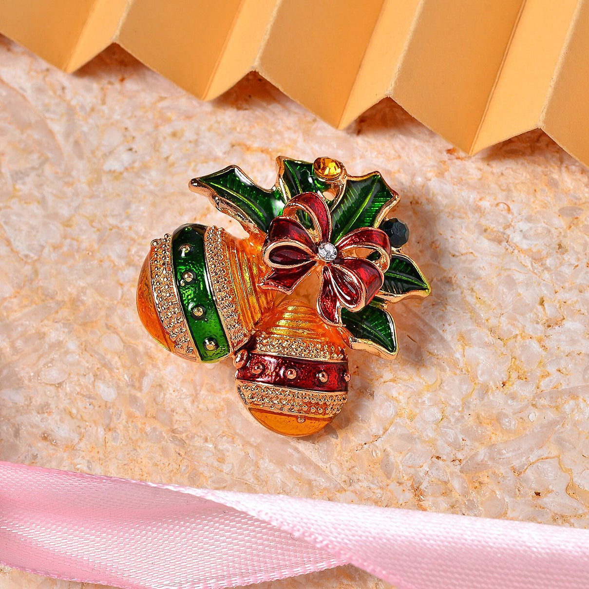 Multi Colour Austrian Crystal Enamelled Christmas Tree in Earthern Pot Brooch in Yellow Gold Tone 7611479 1