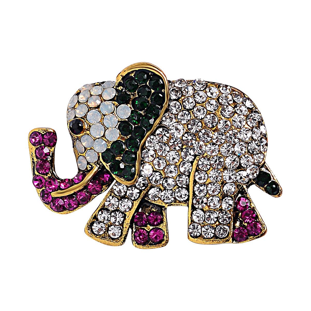 Austrian Crystal Elephant Brooch - Multi Colour 7638740 0