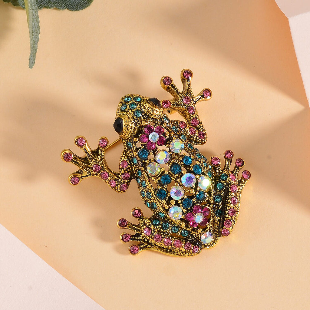 Austrian Crystal Frog Brooch