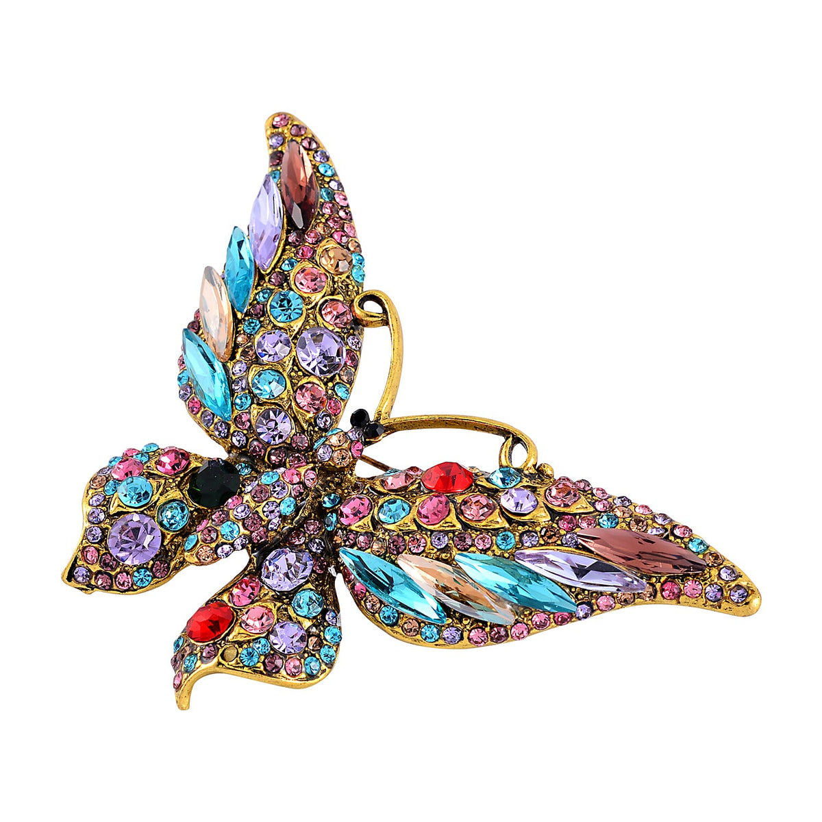 Multi Colour Crystal Butterfly Brooch 7640088 2
