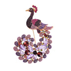 Multi Color Crystal Brooch (Purple Peacock)
