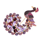 Multi Color Crystal Brooch (Purple Peacock)