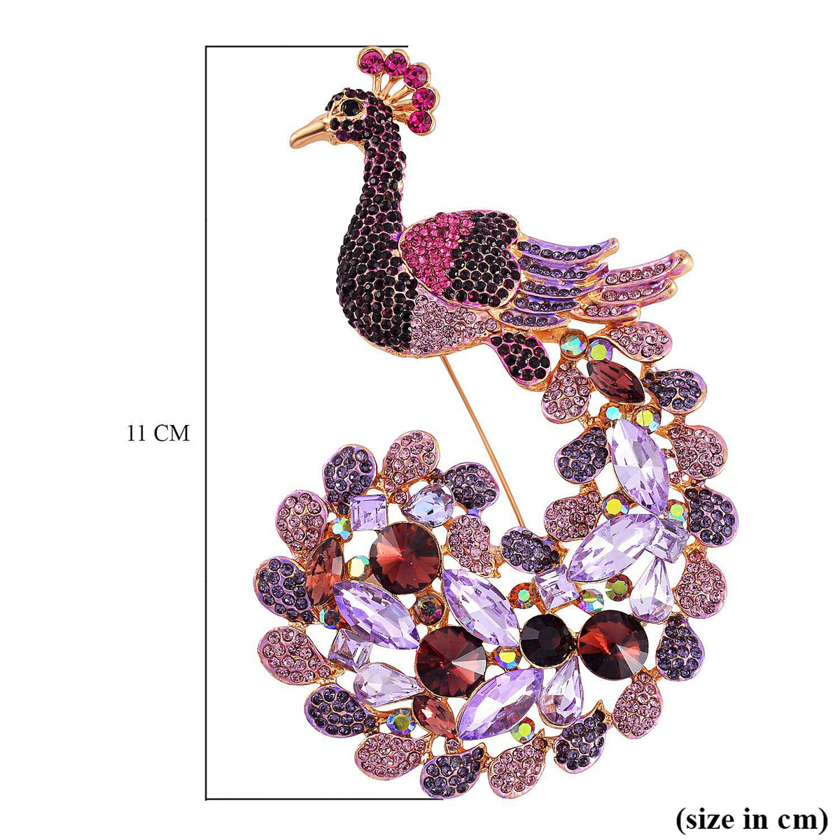 Multi Color Crystal Brooch (Purple Peacock) 7640404 4