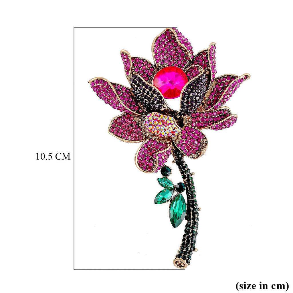 Floral Multi Color Crystal  Brooch