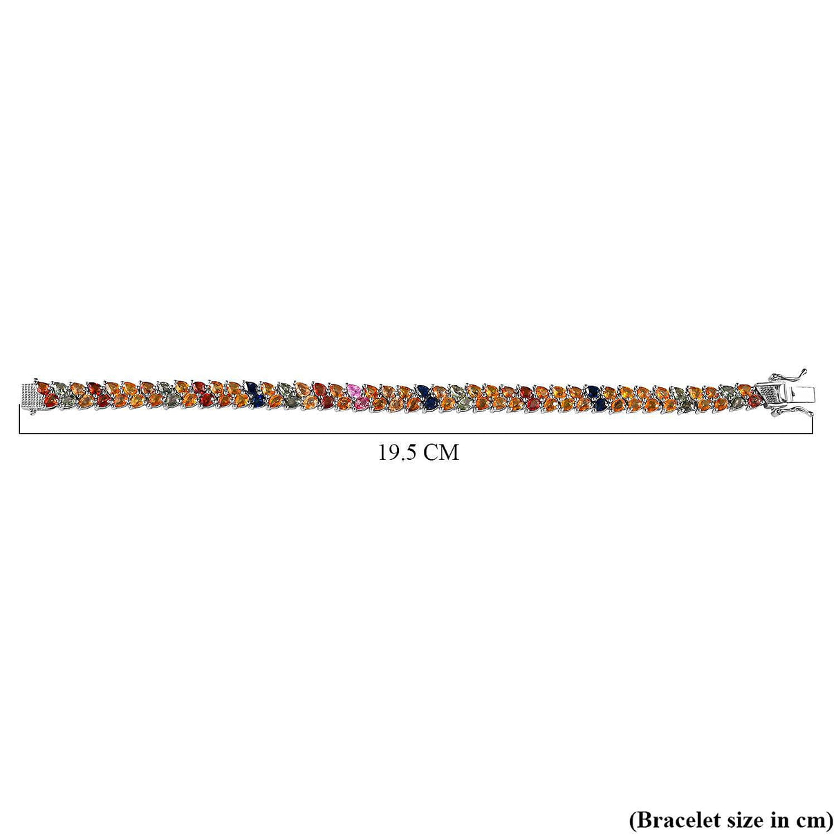 Multi Sapphire Bracelet (Size - 7) in Platinum Overlay Sterling Silver 14.69 Ct, Silver Wt. 12.60 Gms 7625958 4