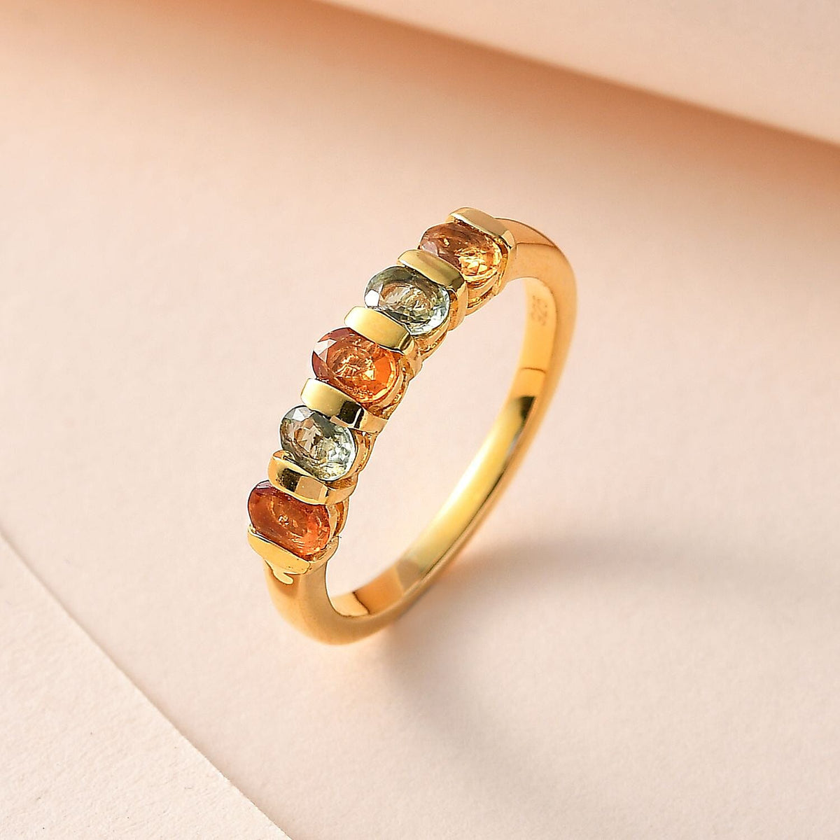 Multi Sapphire Ring in 18K Vermeil Yellow Gold Plated Sterling Silver 1.18 Ct 7616304 1