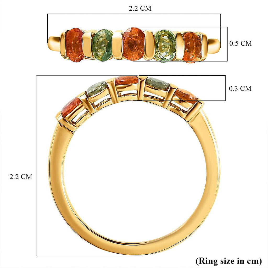 D'Joy Multi Sapphire Ring in 18K Vermeil Yellow Gold Plated Sterling Silver 1.18 Ct.