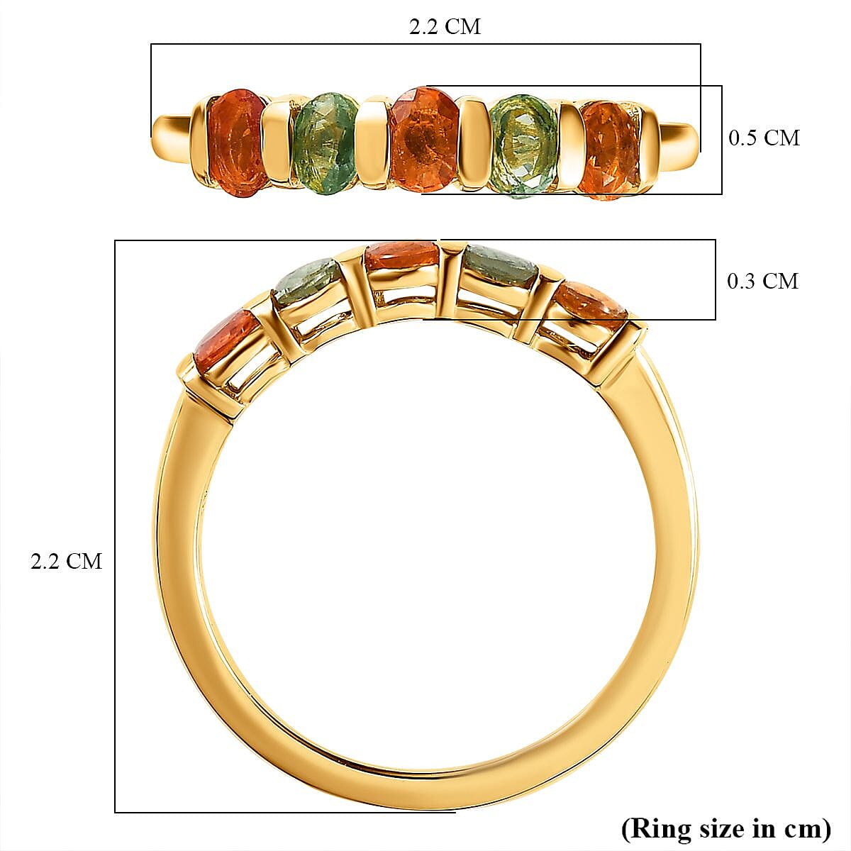 Multi Sapphire Ring in 18K Vermeil Yellow Gold Plated Sterling Silver 1.18 Ct 7616304 5