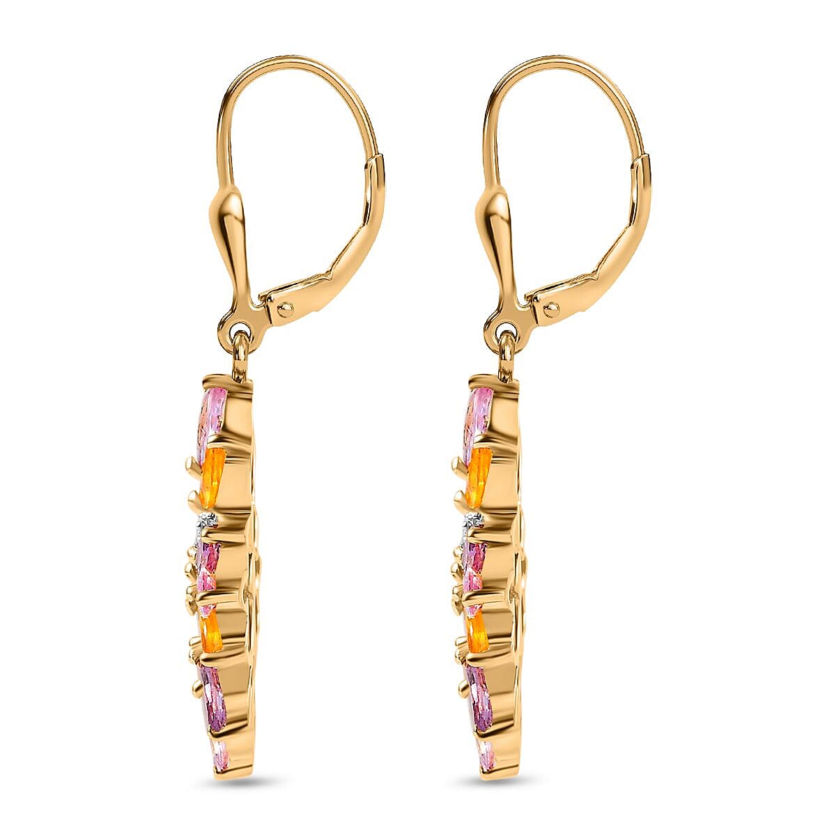 Multi Sapphire and Natural Zircon Earrings in 18K Vermeill Yellow Gold Plated Sterling Silver 4.68 Ct. 7619171 4