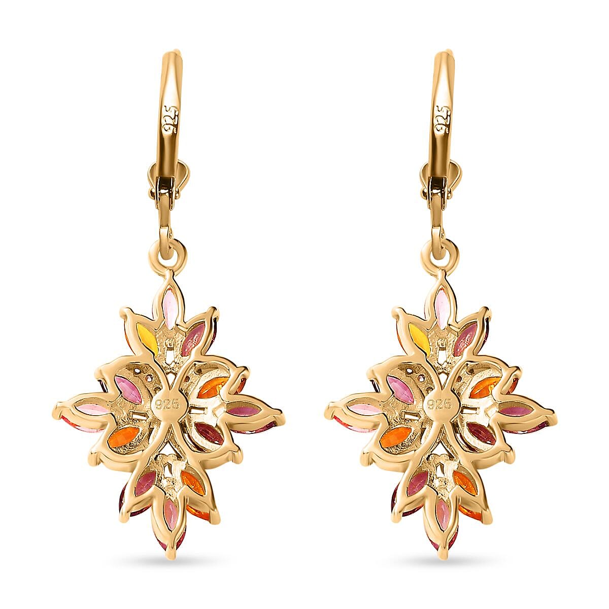 Multi Sapphire and Natural Zircon Earrings in 18K Vermeill Yellow Gold Plated Sterling Silver 4.68 Ct. 7619171 5