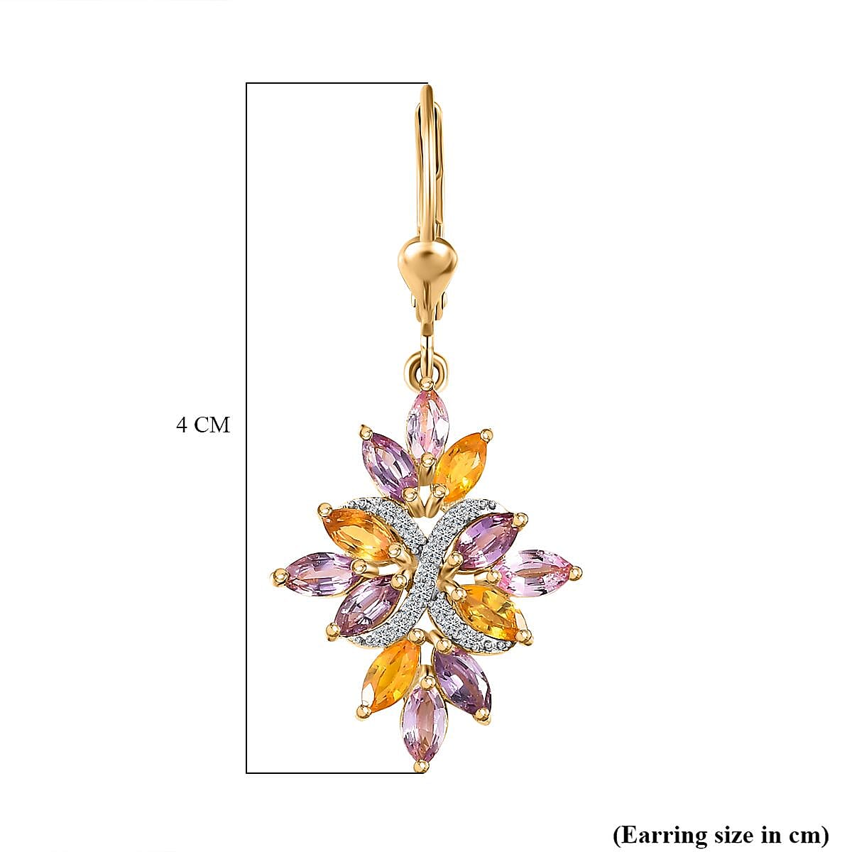 Multi Sapphire and Natural Zircon Earrings in 18K Vermeill Yellow Gold Plated Sterling Silver 4.68 Ct. 7619171 6