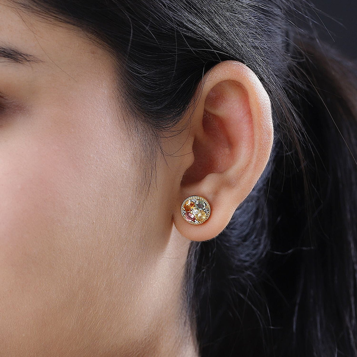 Multi Sapphire &amp; Natural Zircon Earrings in 18K Vermeil YG Plated Sterling Silver 2.15 Ct 7616280 3