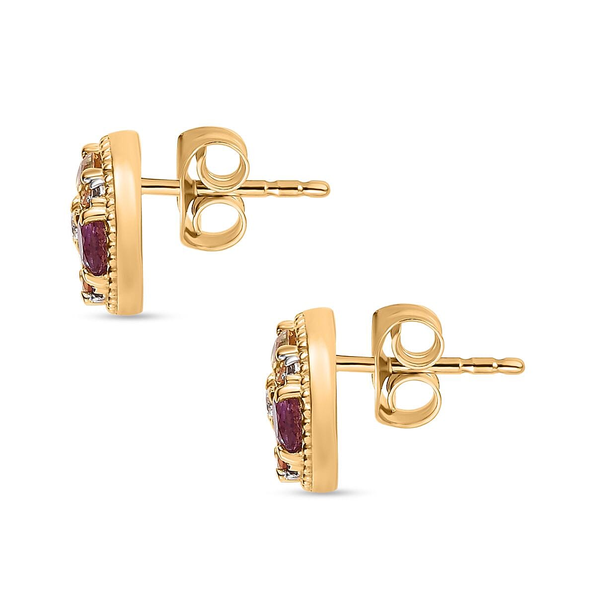 Multi Sapphire &amp; Natural Zircon Earrings in 18K Vermeil YG Plated Sterling Silver 2.15 Ct 7616280 5