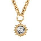 Cable Sunburst Necklace (Size - 20-2) in Dual Tone
