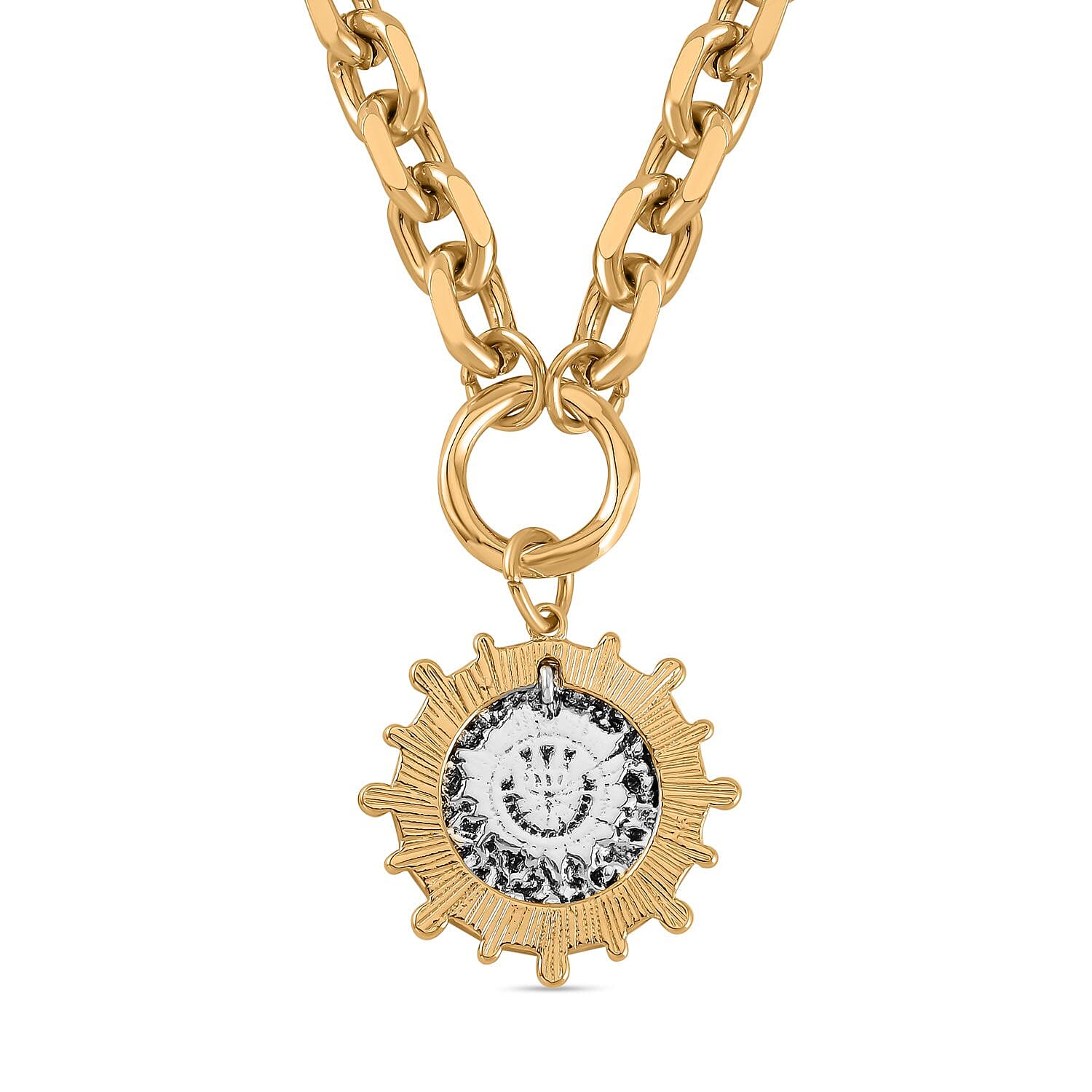 Cable Sunburst Necklace (Size - 20-2) in Dual Tone 7641356 3