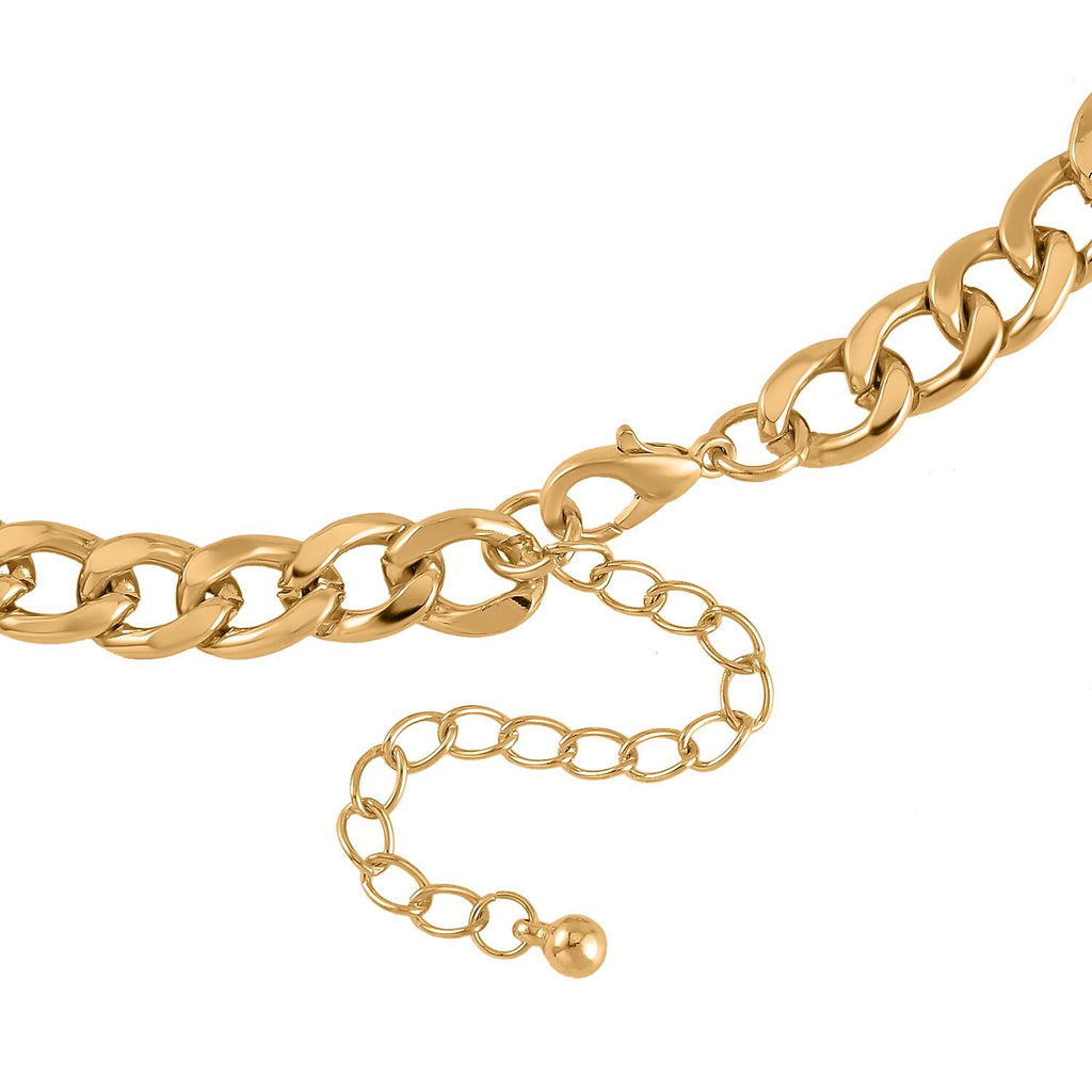 Curb Link Sunburst Necklace (Size - 20-2) in Dual Tone