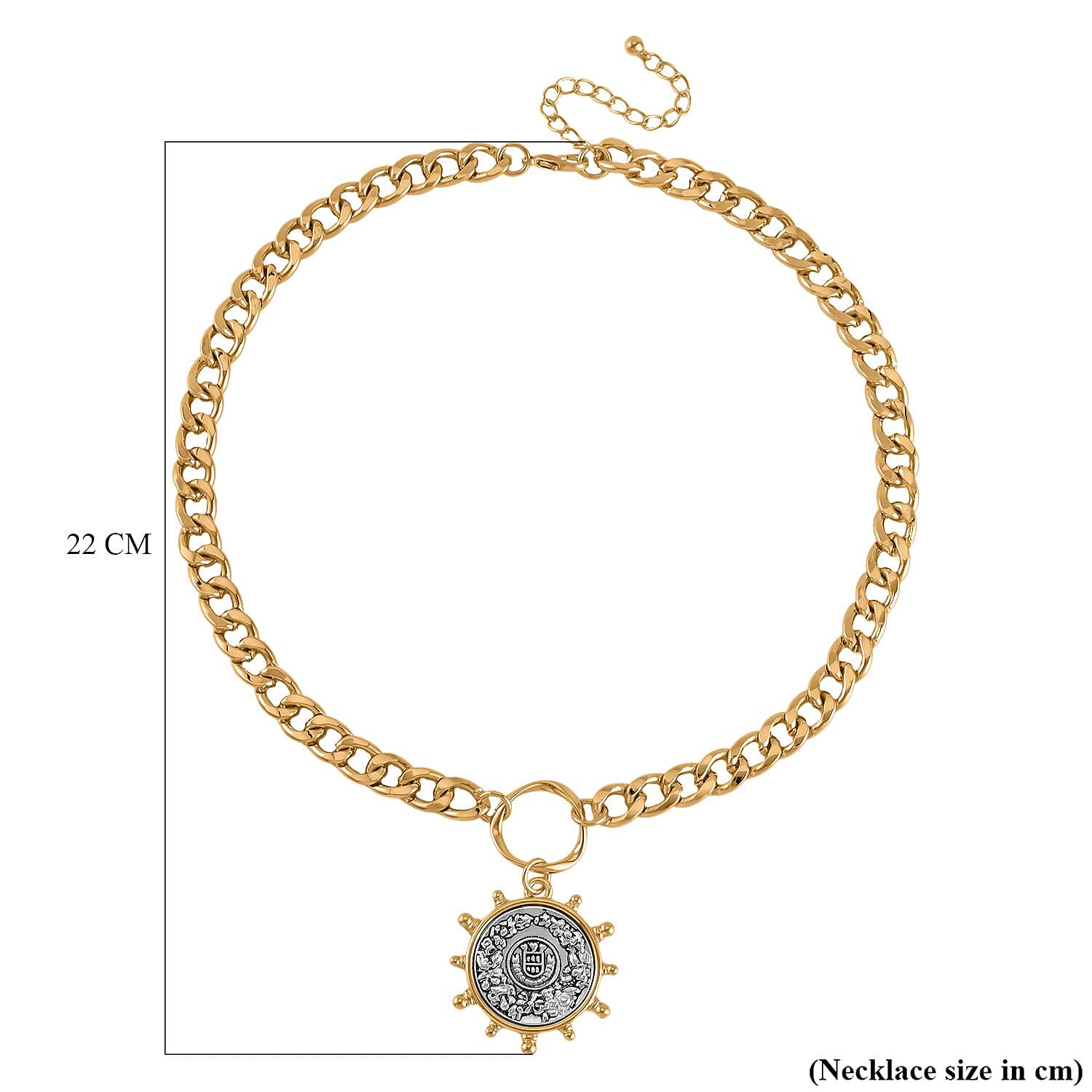 Curb Link Sunburst Necklace (Size - 20-2) in Dual Tone 7641364 5