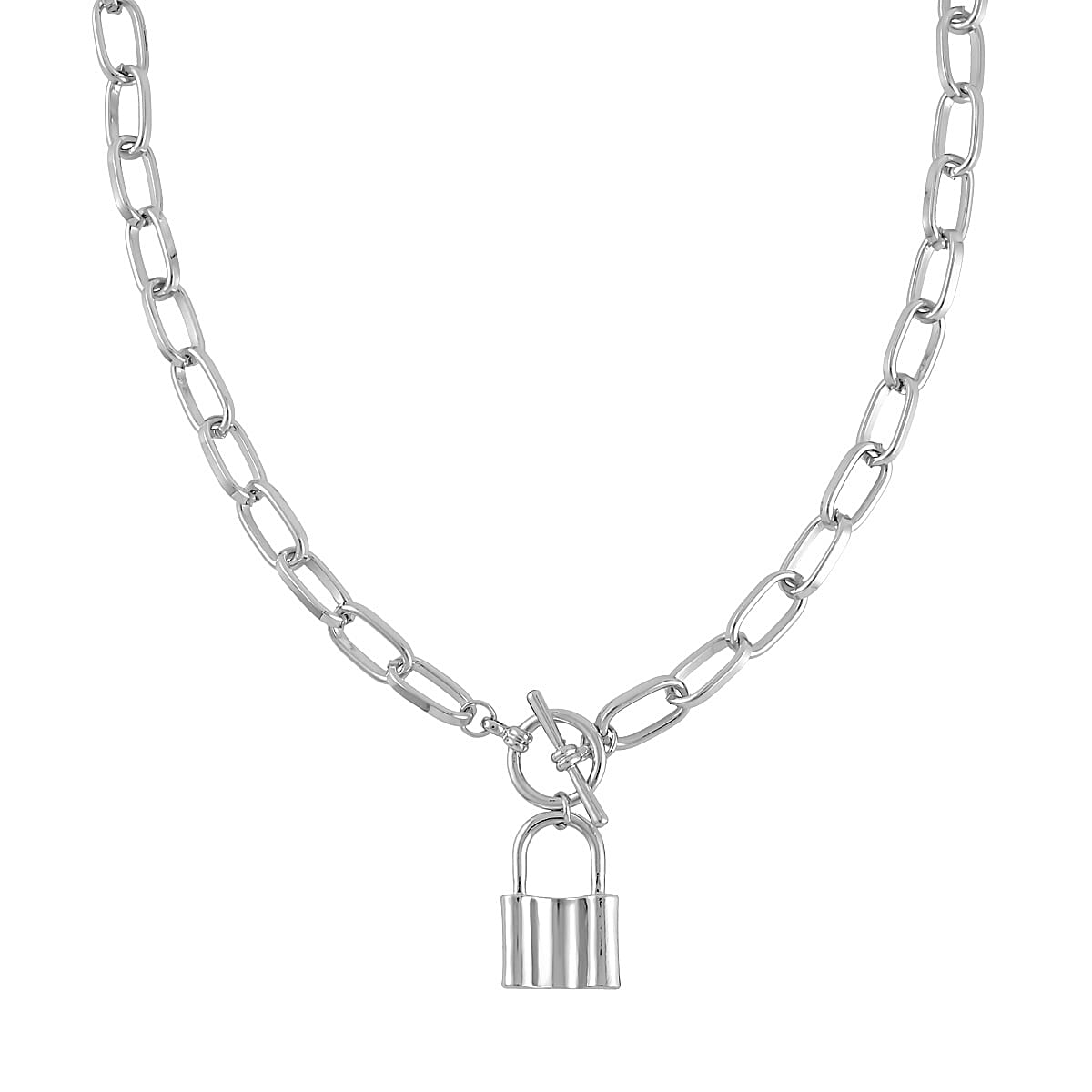 Designer Inspired - Toggle Paperclip Chain Padlock Necklace (Size - 20) With T-Bar Clasp 7642215 0