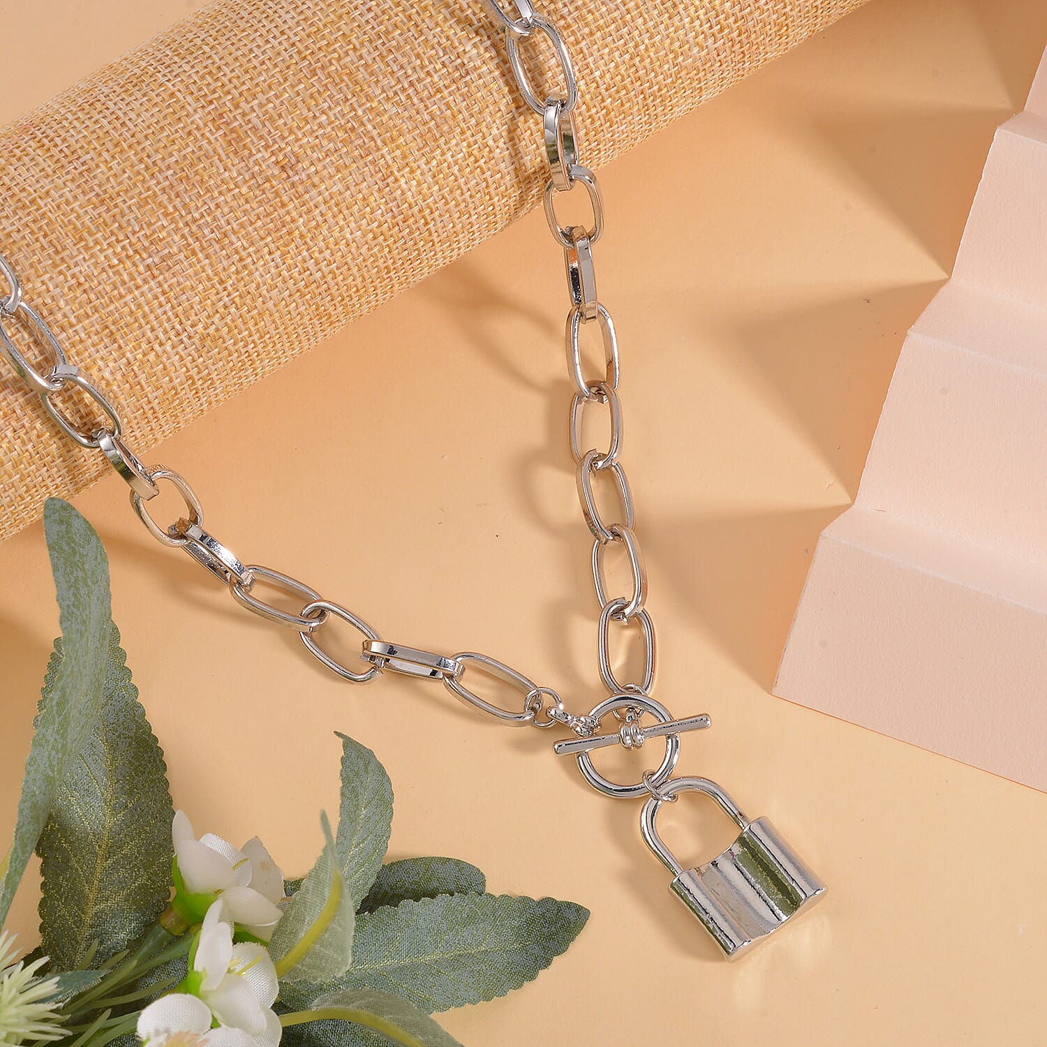 Designer Inspired - Toggle Paperclip Chain Padlock Necklace (Size - 20) With T-Bar Clasp 7642215 2