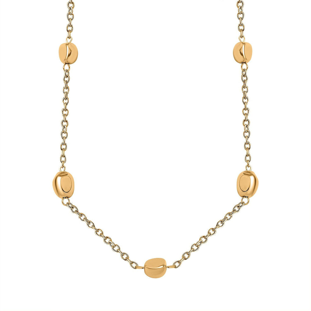 Designer Inspired - Pebble Station Necklace (Size - 29-2.50 Ext) in Yellow Gold Tone
