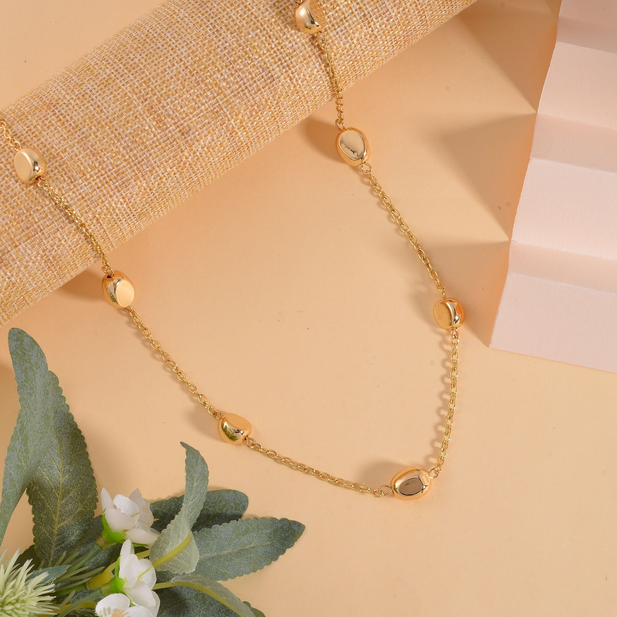 Designer Inspired - Pebble Station Necklace (Size - 29-2.50 Ext) in Yellow Gold Tone 7642440 2