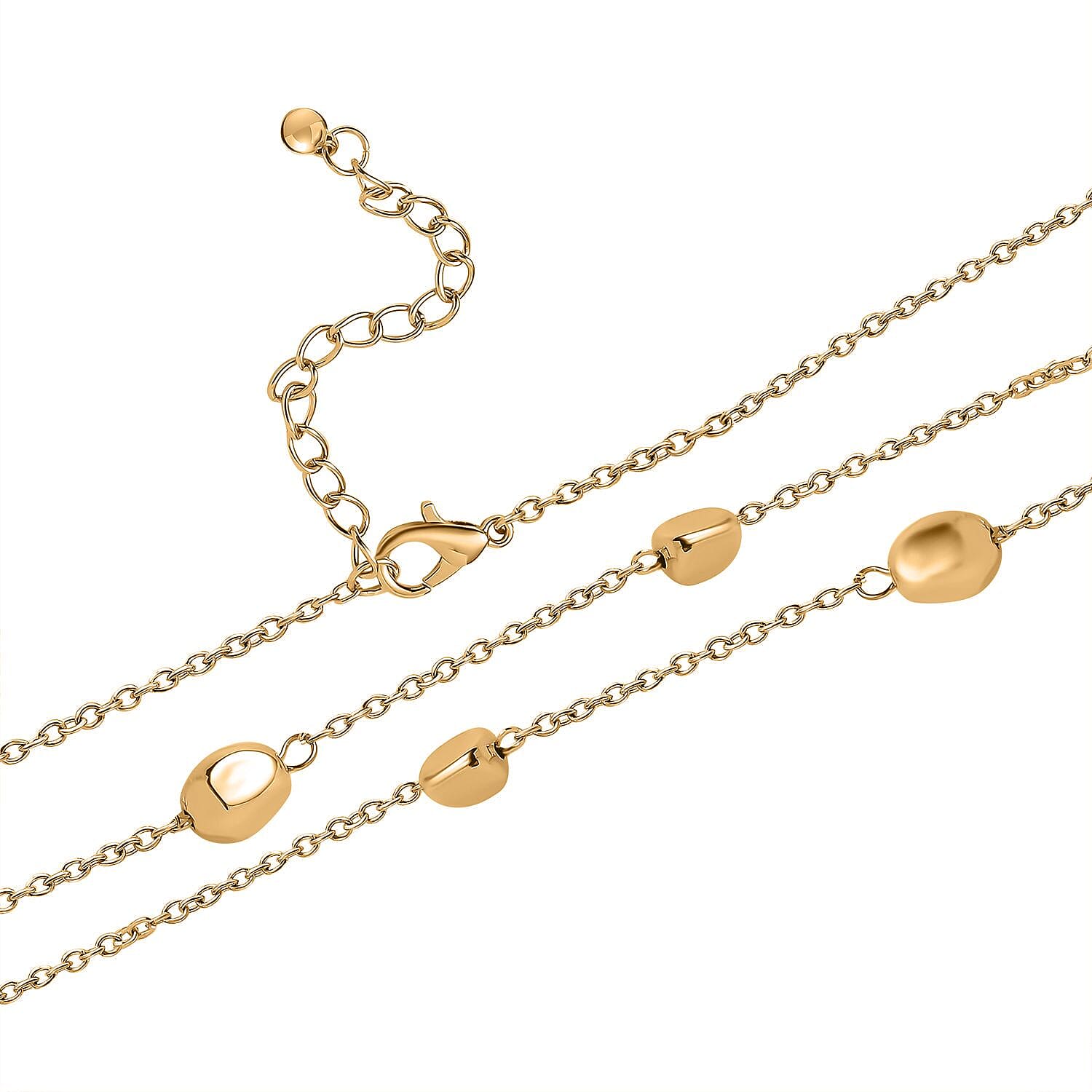 Designer Inspired - Pebble Station Necklace (Size - 29-2.50 Ext) in Yellow Gold Tone 7642440 3