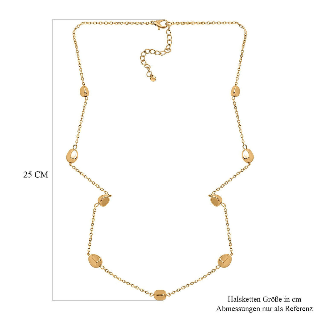 Designer Inspired - Pebble Station Necklace (Size - 29-2.50 Ext) in Yellow Gold Tone